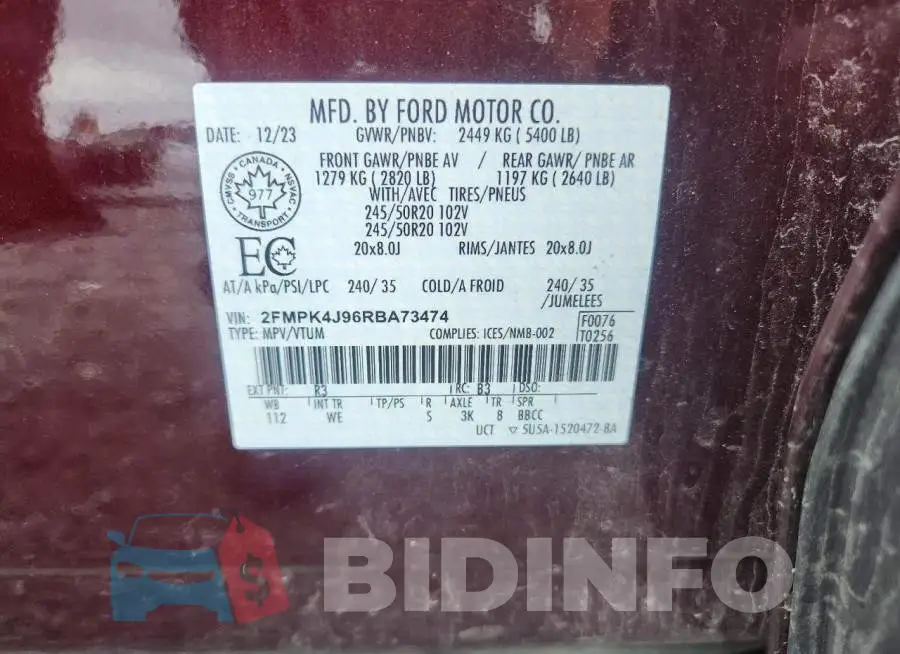 2FMPK4J96RBA73474 Photo# 13