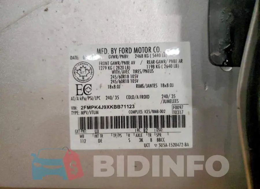 2FMPK4J9XKBB71123 Photo# 12