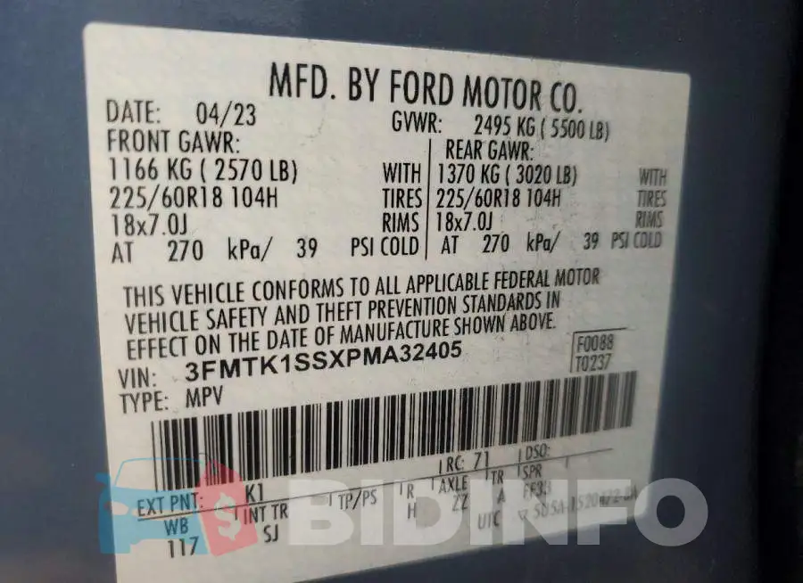 3FMTK1SSXPMA32405 Photo# 14