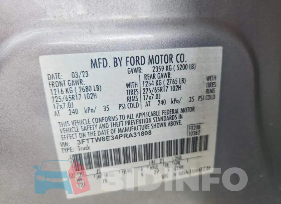 3FTTW8E34PRA31808 Photo# 12