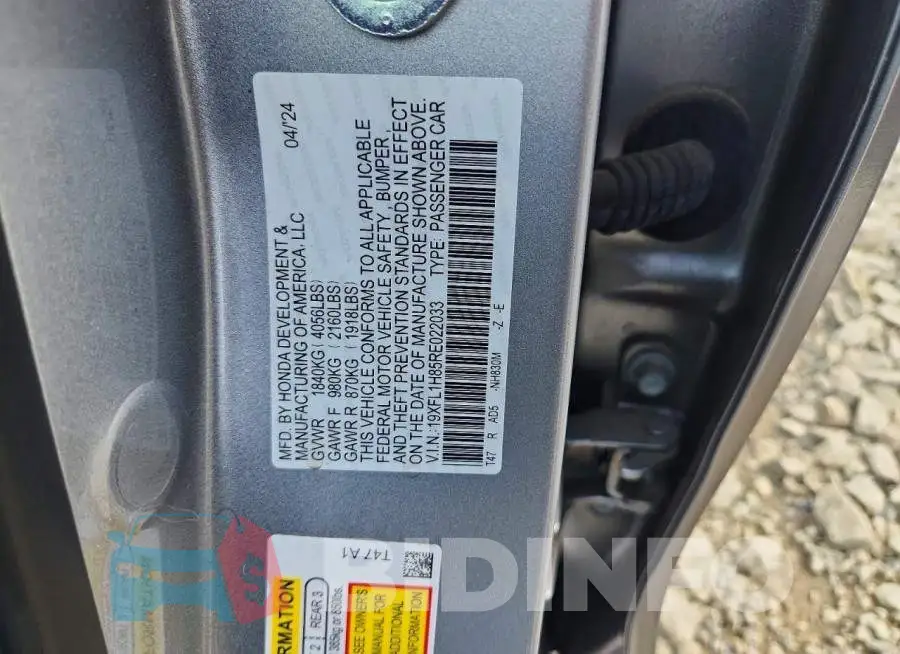 19XFL1H85RE022033 Photo# 12