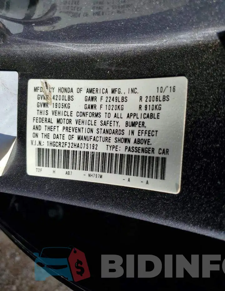 1HGCR2F32HA075192 Photo# 12