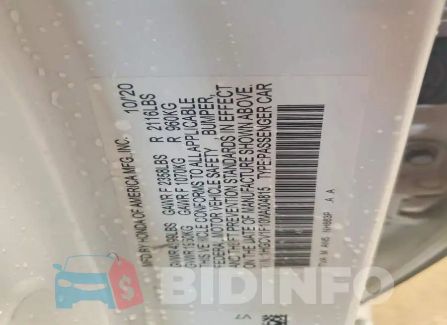 1HGCV1F10MA004815 Photo# 12