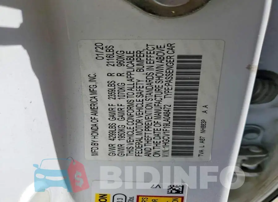 1HGCV1F19LA048472 Photo# 12