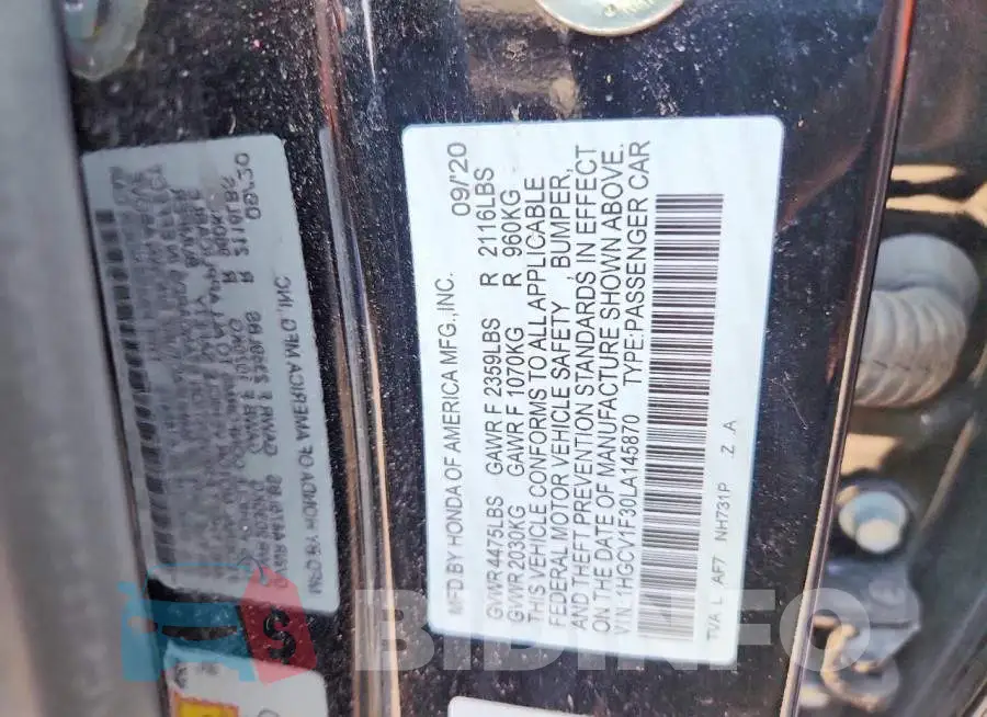1HGCV1F30LA145870 Photo# 12