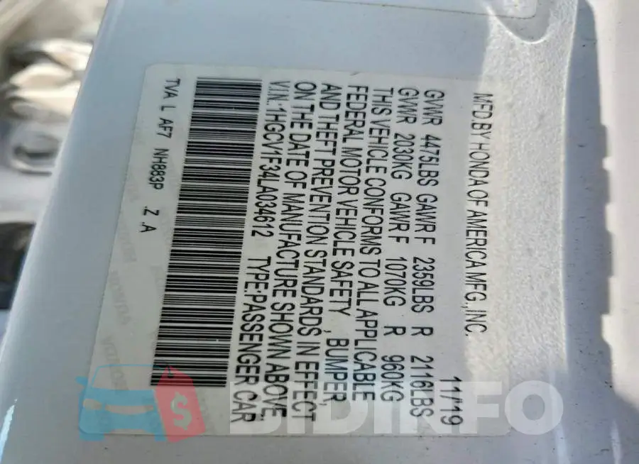 1HGCV1F34LA034612 Photo# 13