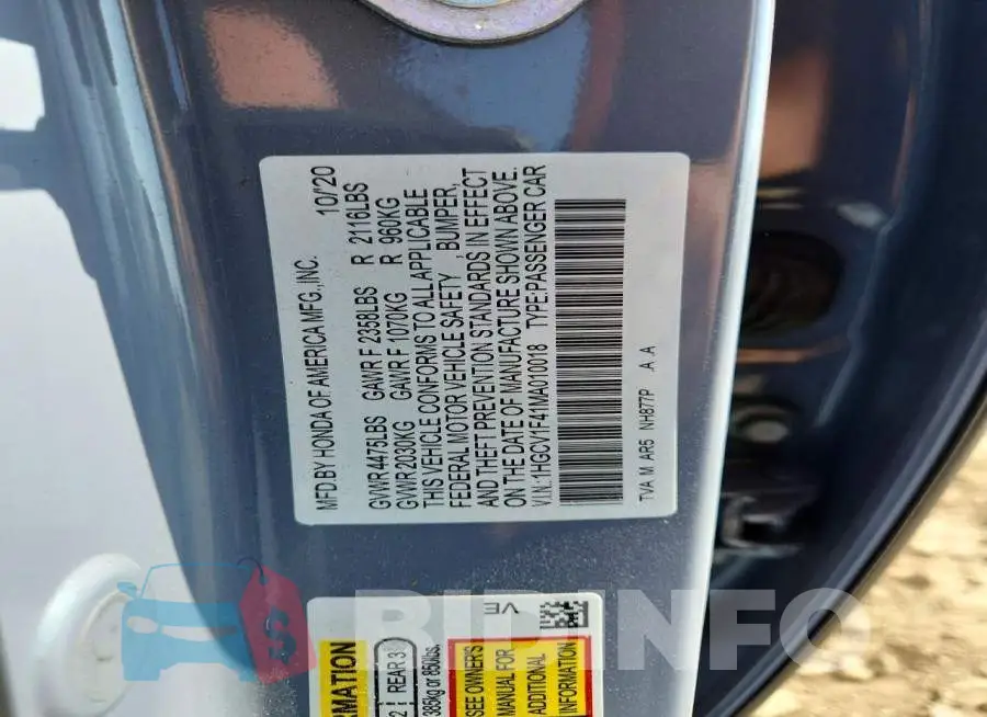 1HGCV1F41MA010018 Photo# 12