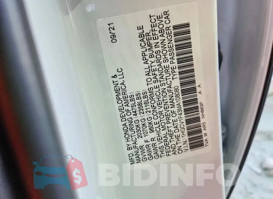 1HGCV1F43MA108080 Photo# 12