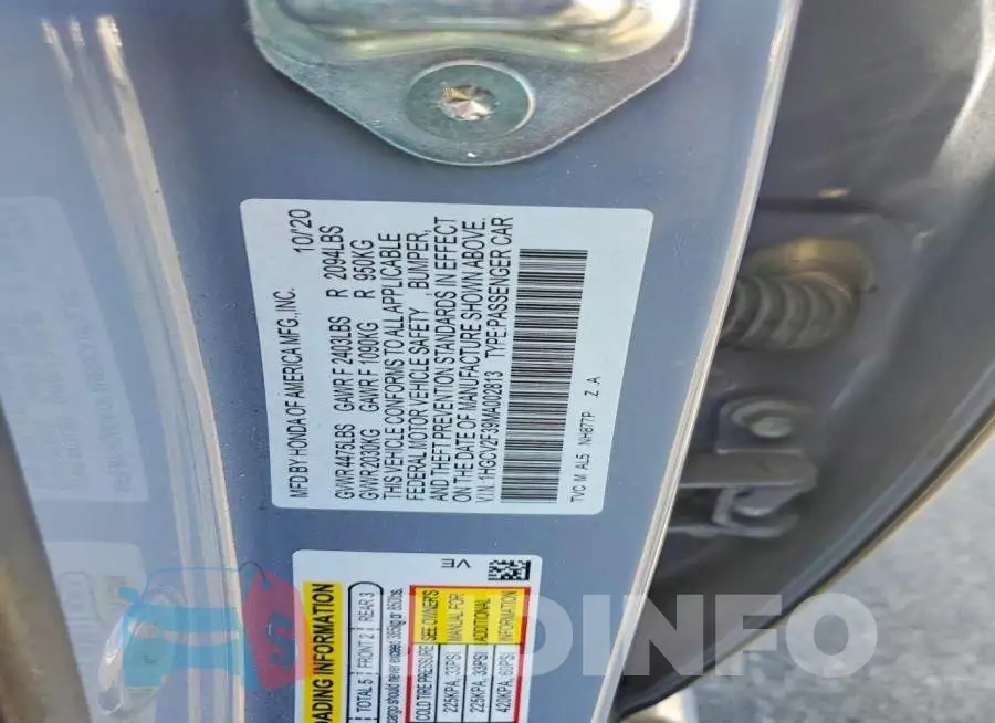 1HGCV2F39MA002813 Photo# 12