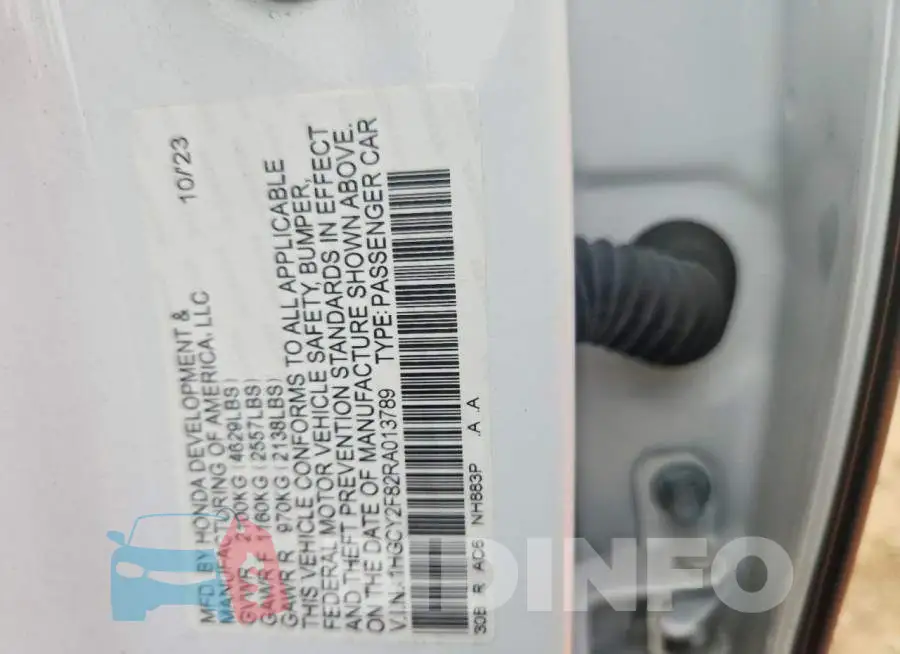 1HGCY2F82RA013789 Photo# 13