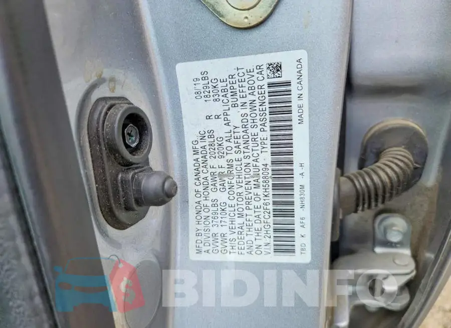 2HGFC2F61KH588094 Photo# 12