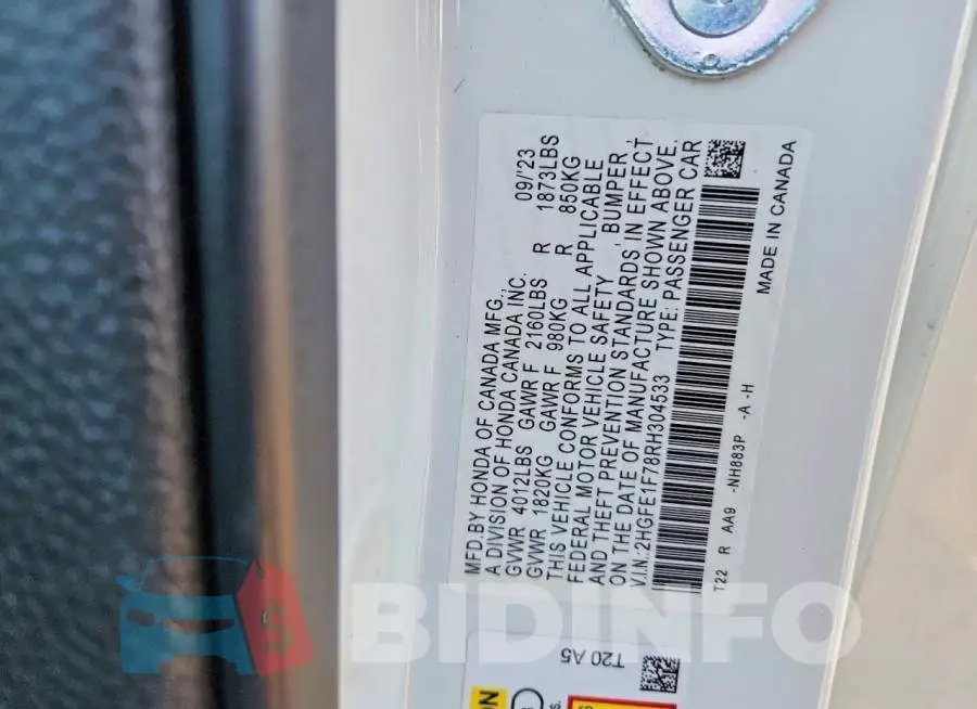 2HGFE1F78RH304533 Photo# 12