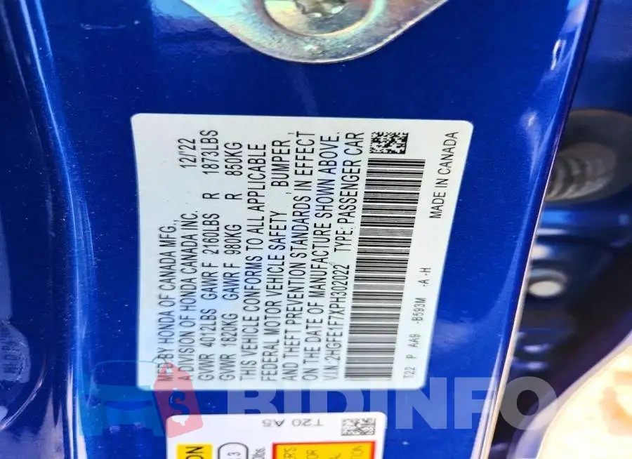 2HGFE1F7XPH302022 Photo# 12