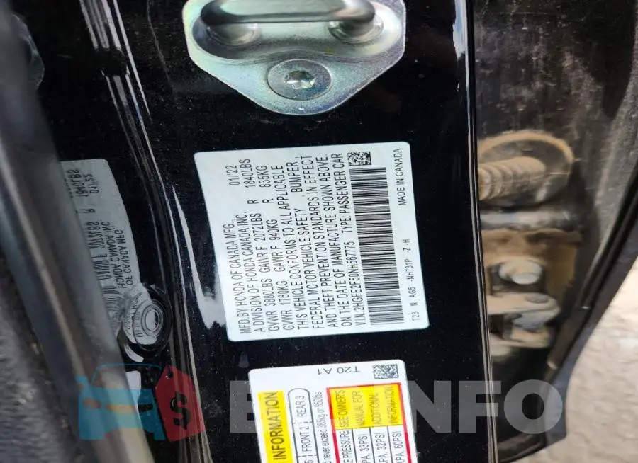 2HGFE2F50NH567775 Photo# 12