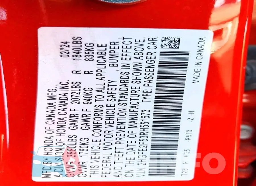 2HGFE2F53RH551673 Photo# 12