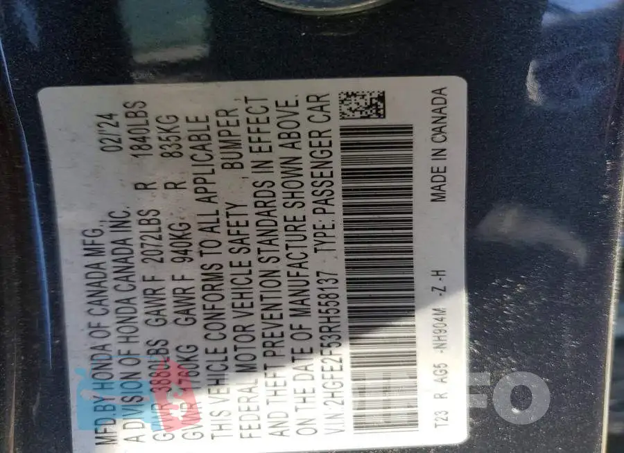 2HGFE2F53RH558137 Photo# 12