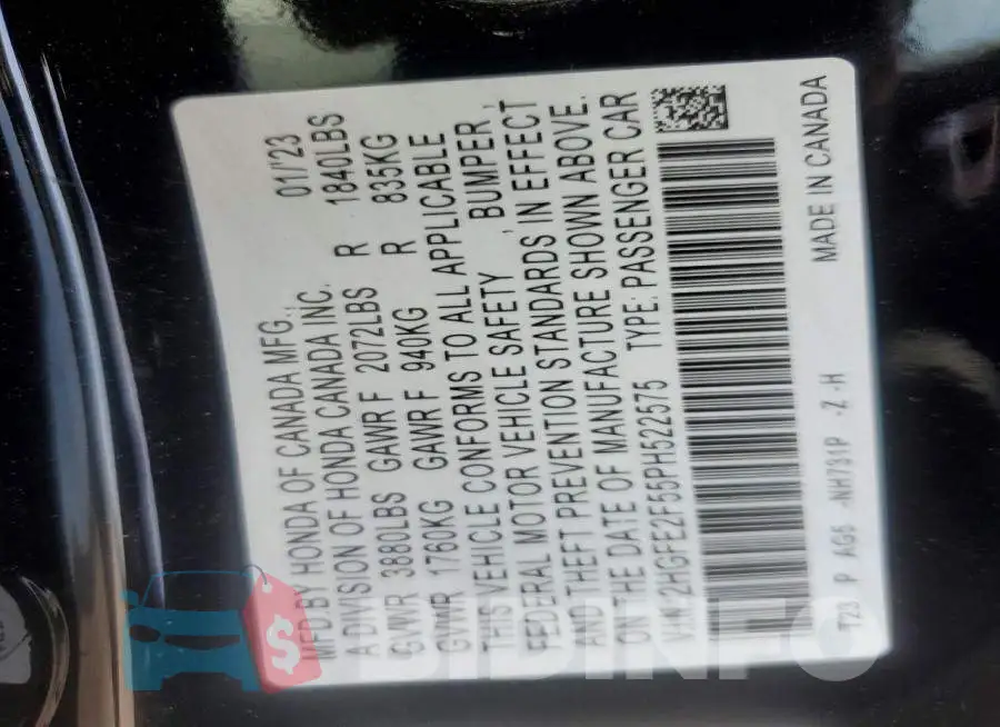 2HGFE2F55PH522575 Photo# 12
