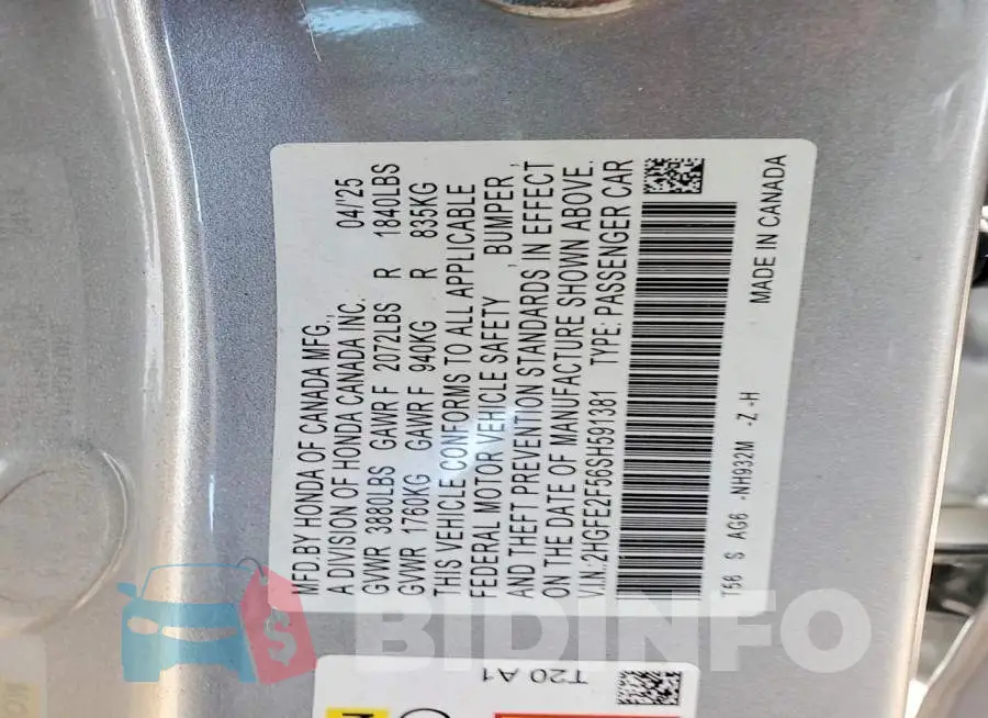 2HGFE2F56SH591381 Photo# 12