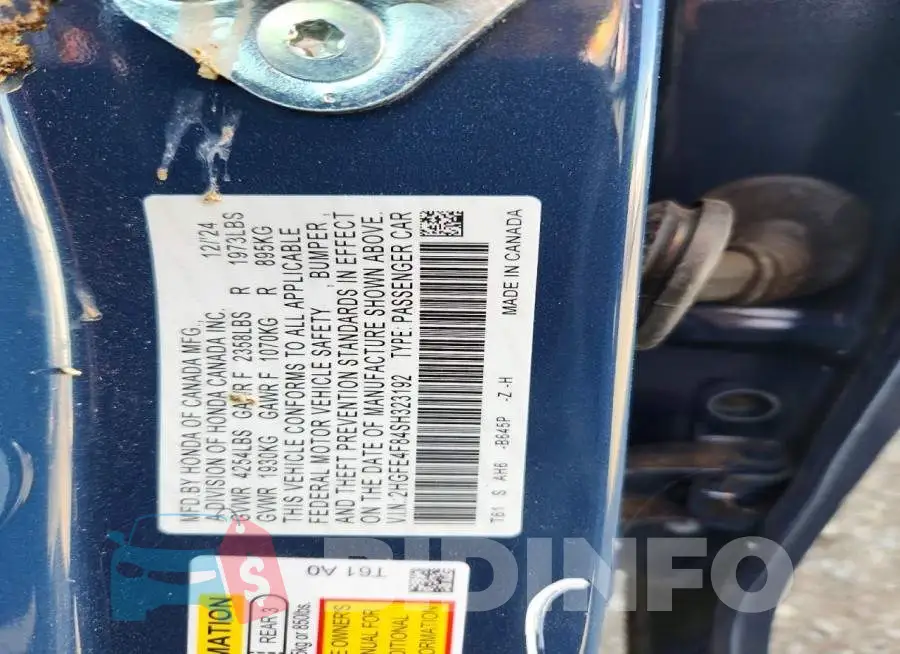 2HGFE4F84SH323192 Photo# 13