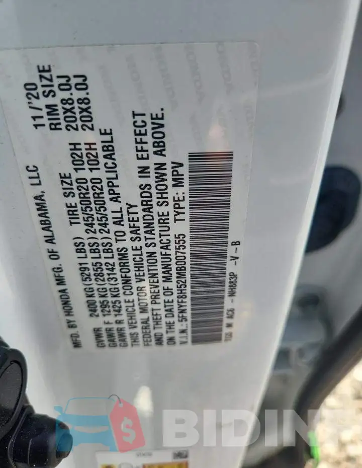 5FNYF8H52MB007555 Photo# 13