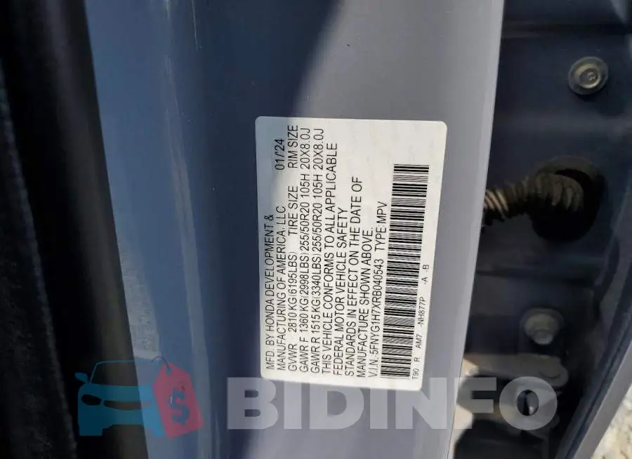 5FNYG1H7XRB040543 Photo# 13
