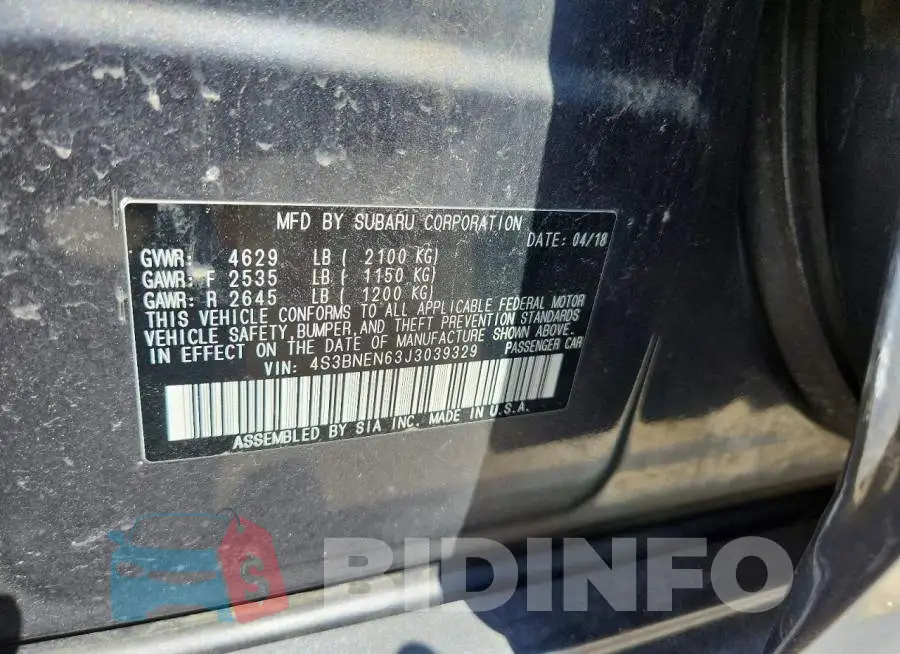 4S3BNEN63J3039329 Photo# 12
