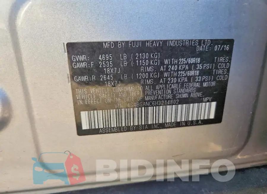 4S4BSANC6H3214802 Photo# 12