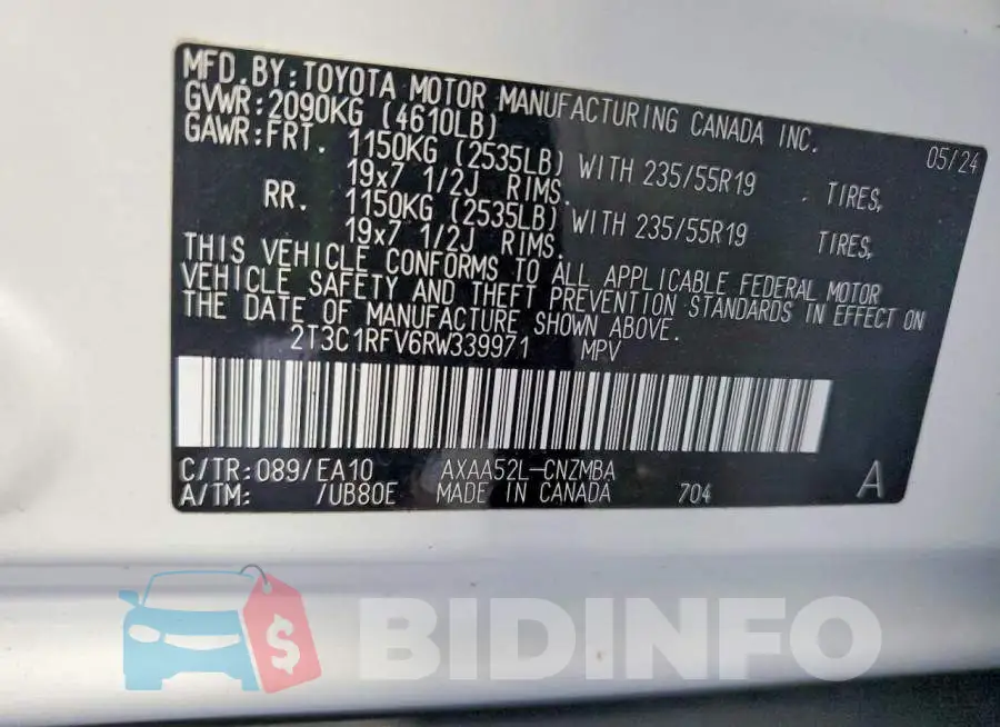 2T3C1RFV6RW339971 Photo# 13
