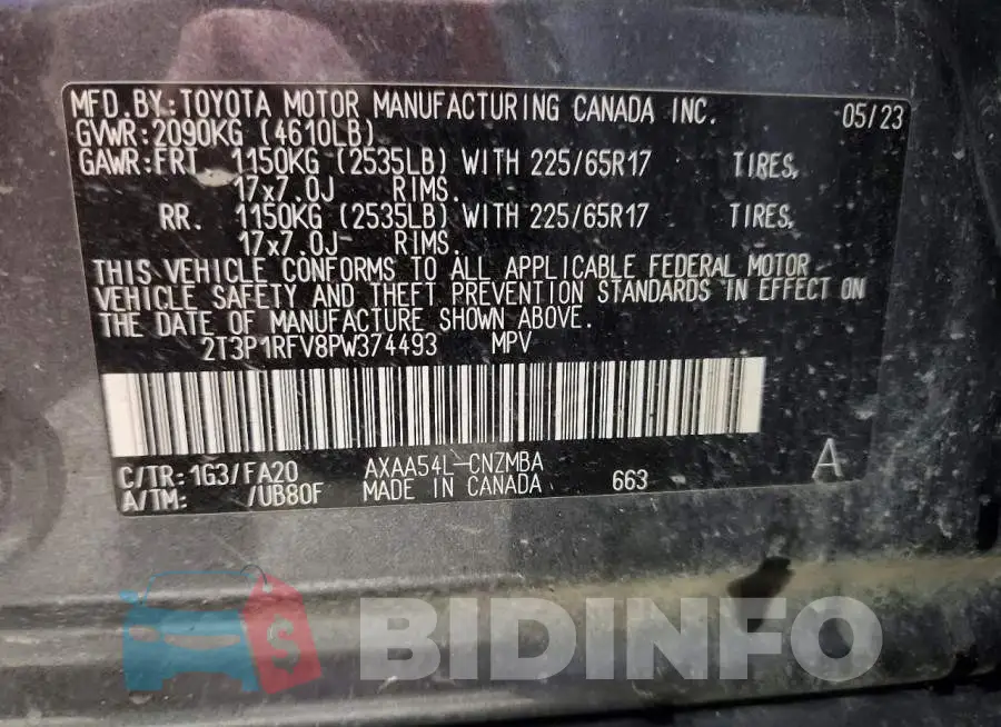 2T3P1RFV8PW374493 Photo# 13