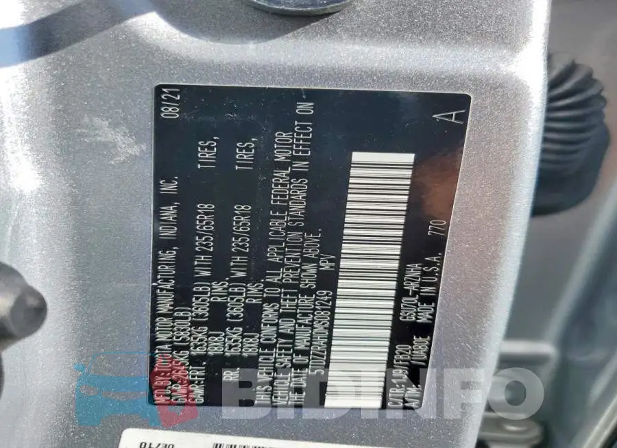 5TDZZRAH0MS081249 Photo# 13