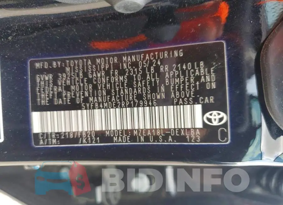 5YFB4MDE2RP179946 Photo# 12