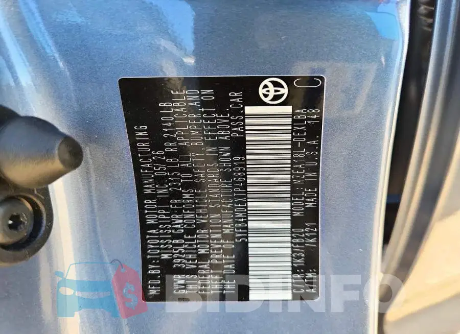 5YFB4MDEXTP468919 Photo# 12