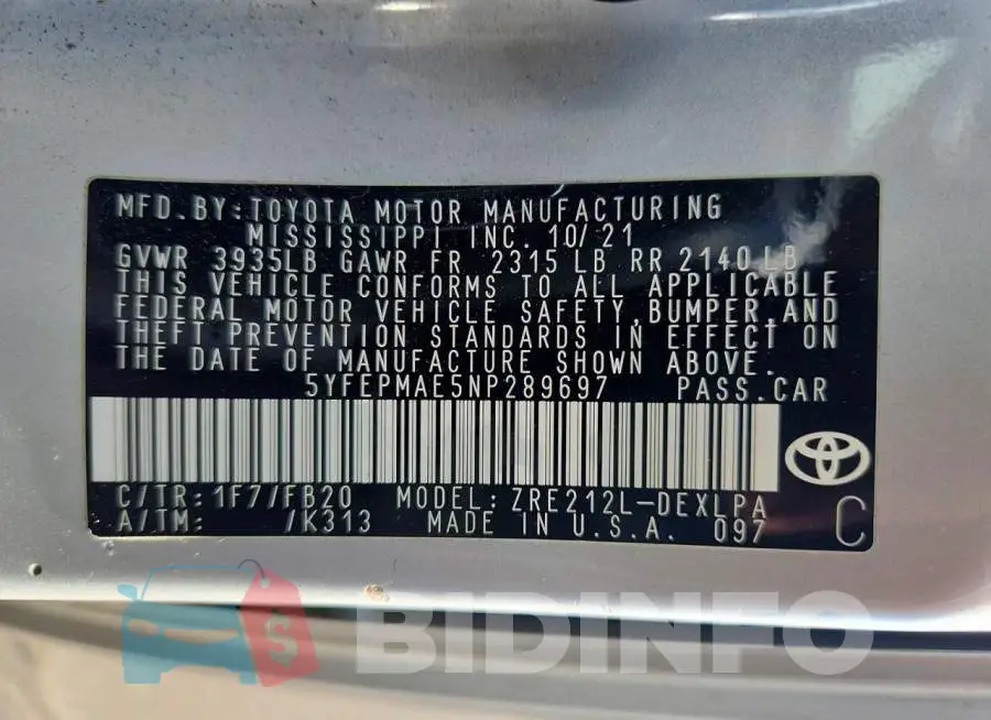 5YFEPMAE5NP289697 Photo# 13