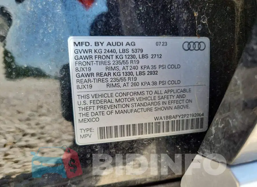 WA1BBAFY2P2192004 Photo# 13