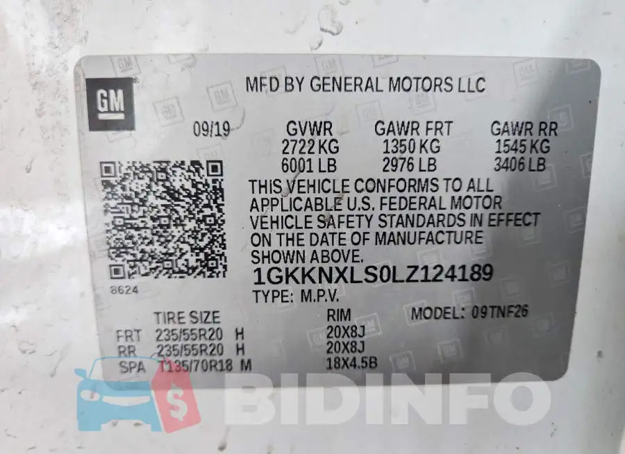 1GKKNXLS0LZ124189 Photo# 14