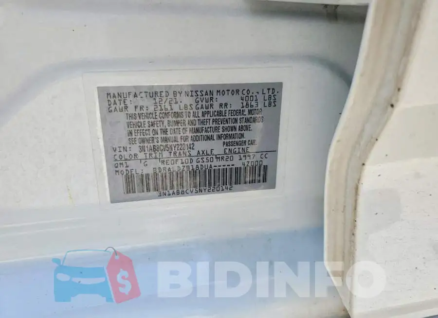 3N1AB8CV5NY220142 Photo# 13