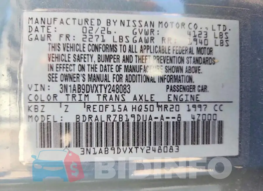 3N1AB9DVXTY248083 Photo# 12