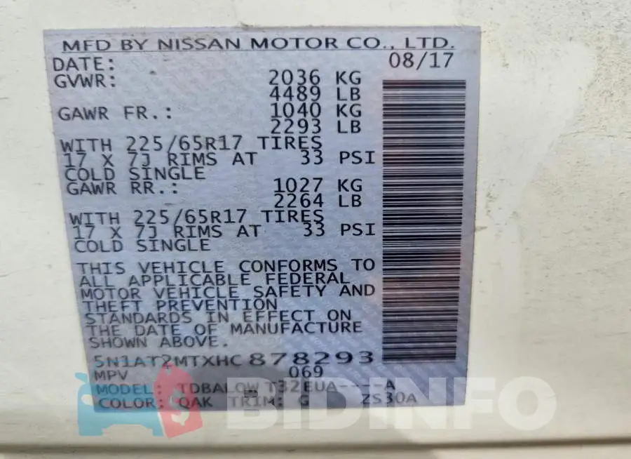 5N1AT2MTXHC878293 Photo# 13