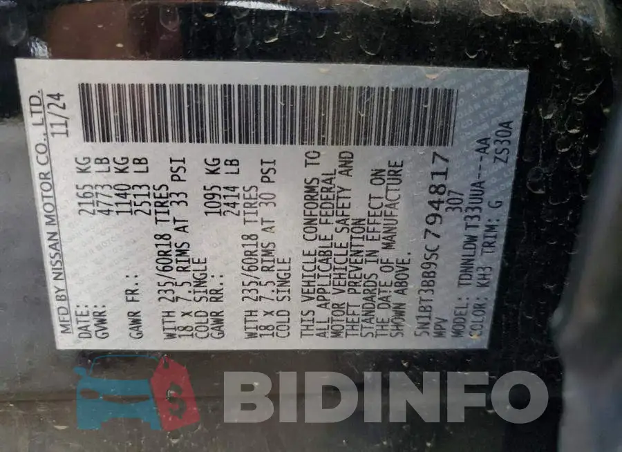 5N1BT3BB9SC794817 Photo# 14