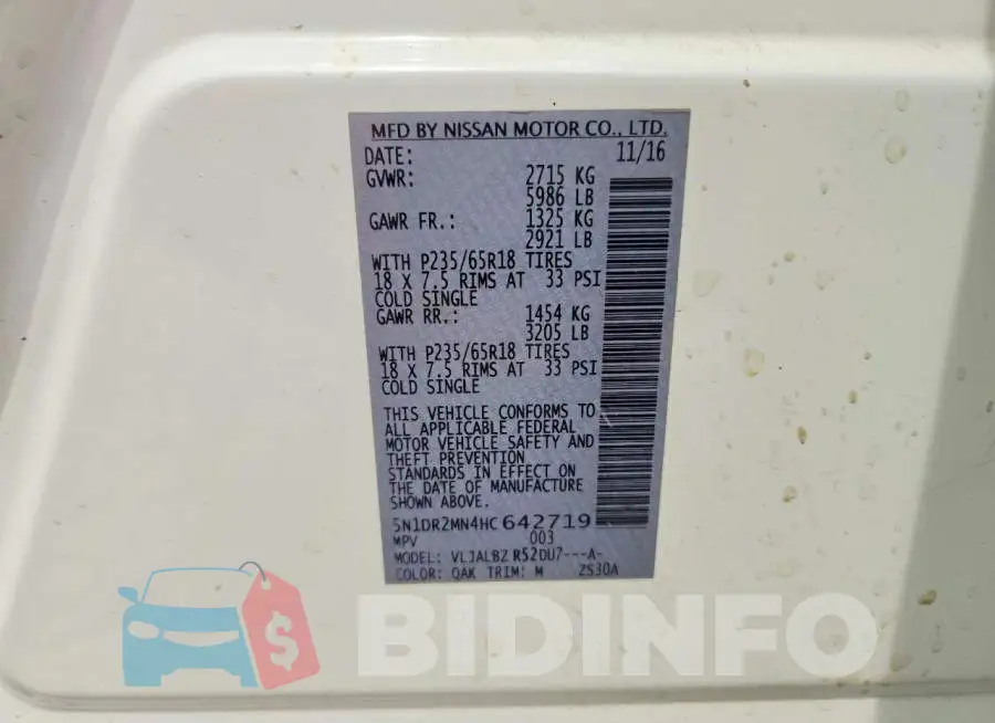 5N1DR2MN4HC642719 Photo# 13