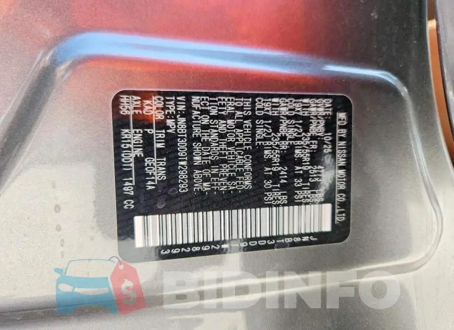 JN8BT3DD9TW298293 Photo# 14
