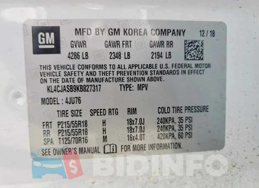 KL4CJASB9KB827317 Photo# 13