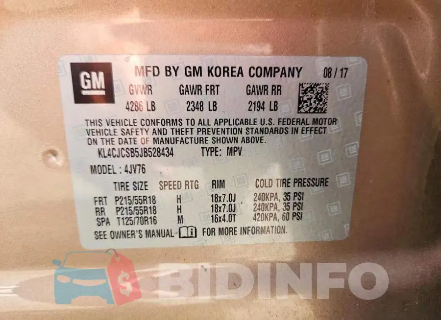 KL4CJCSB5JB528434 Photo# 13
