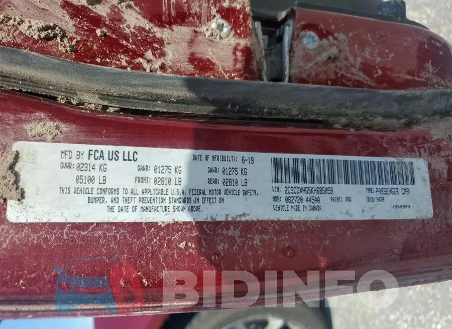 2C3CDXHG5KH685059 Photo# 12