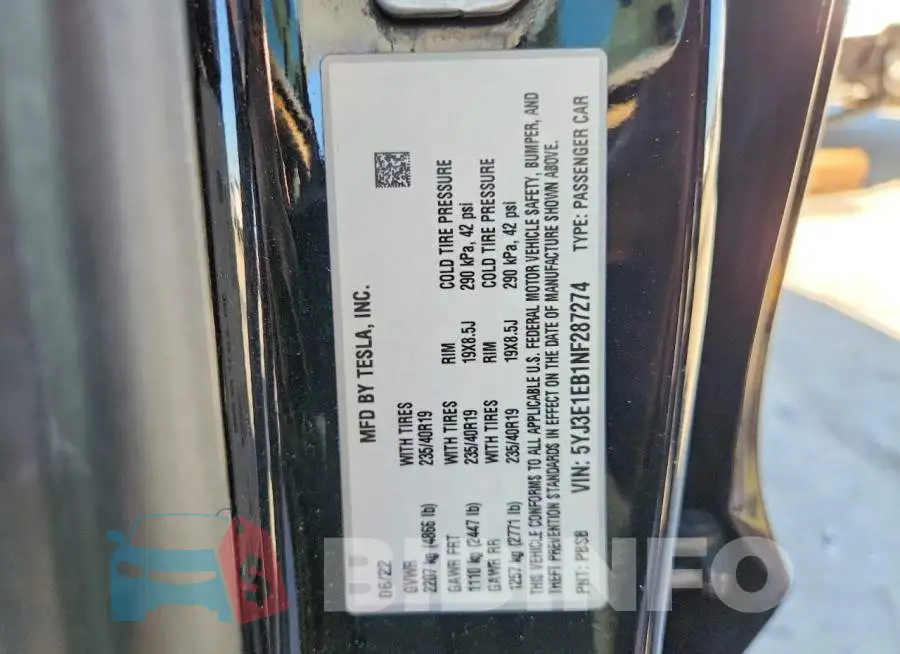 5YJ3E1EB1NF287274 Photo# 12
