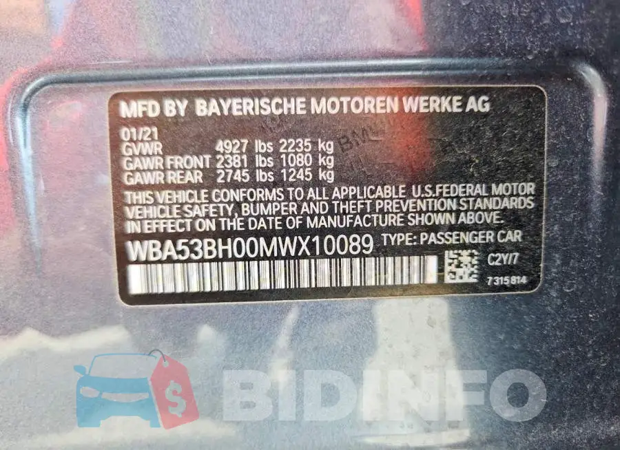 WBA53BH00MWX10089 Photo# 12
