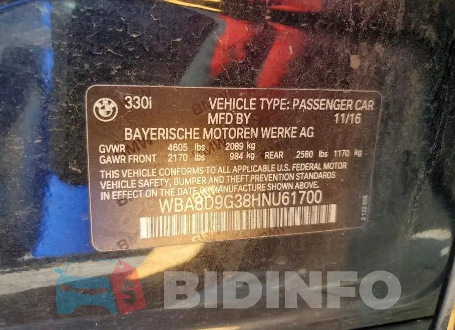 WBA8D9G38HNU61700 Photo# 12