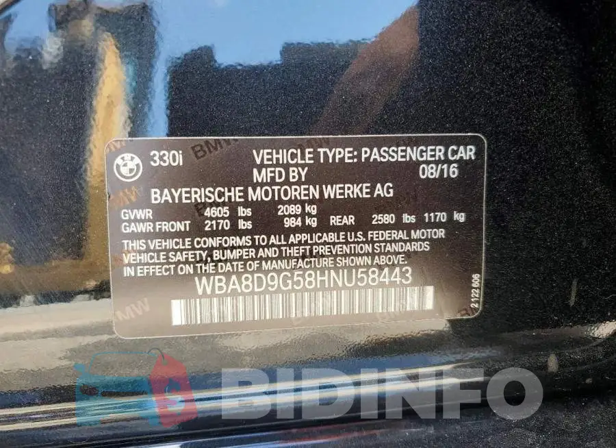 WBA8D9G58HNU58443 Photo# 12