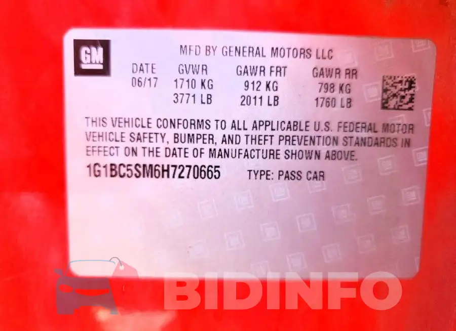1G1BC5SM6H7270665 Photo# 12
