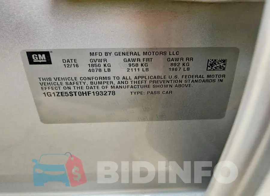 1G1ZE5ST0HF193278 Photo# 12